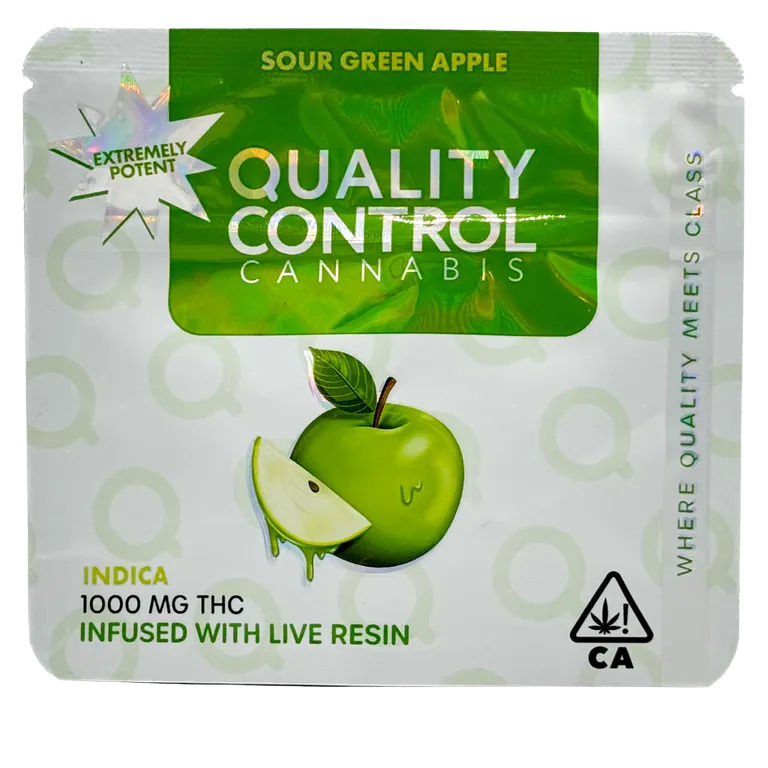 Sour Green Apple | QC - 1000mg Live Resin Infused Gummies (10pk)