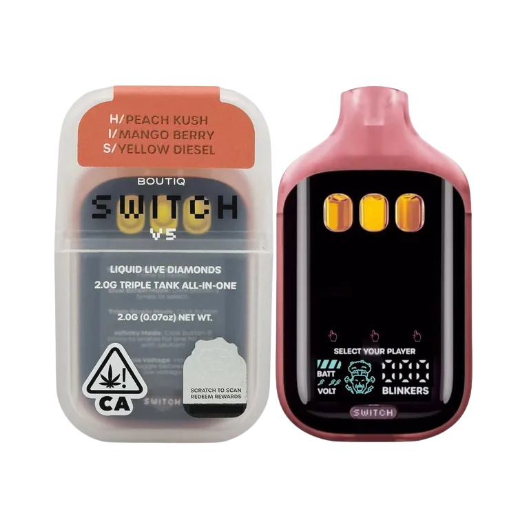 Peach Kush x Mango Berry x Yellow Diesel | BOUTIQ Switch V5 - 2g Vape