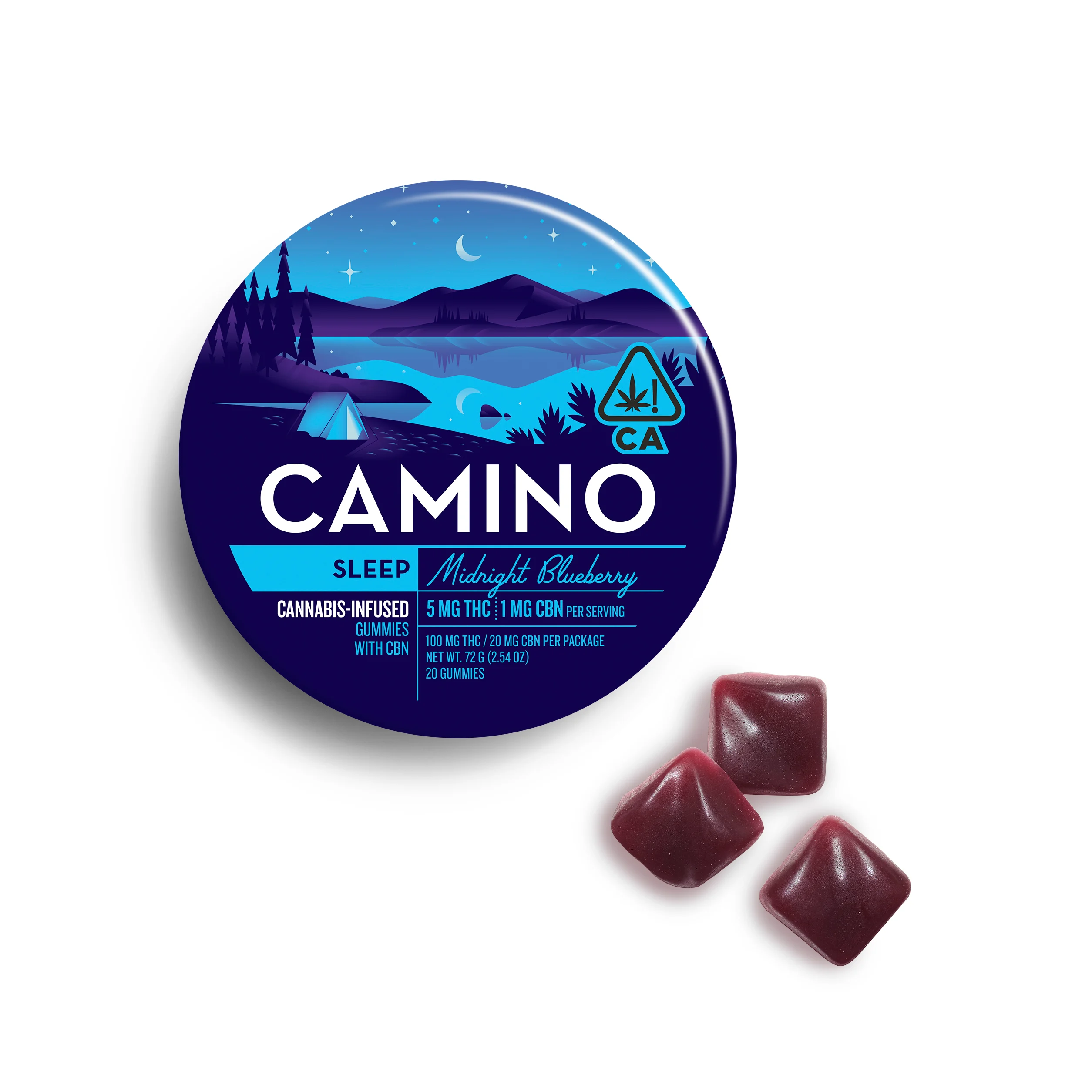 Midnight Blueberry | Camino - 100mg : 20mg CBN Gummies (20ct)