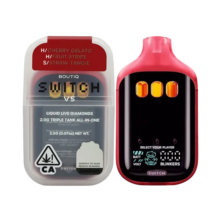 Cherry Gelato x Fruit Stripe x Straw-Tangie | BOUTIQ Switch V5 - 2g Vape