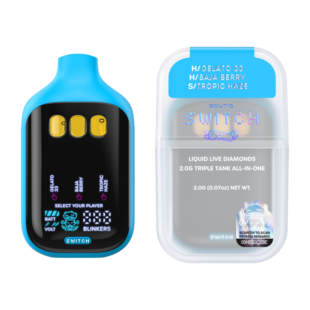 Gelato 33 x Baja Berry x Tropic Haze | BOUTIQ Switch V5 GUM Edition - 2g Vape - Image 2