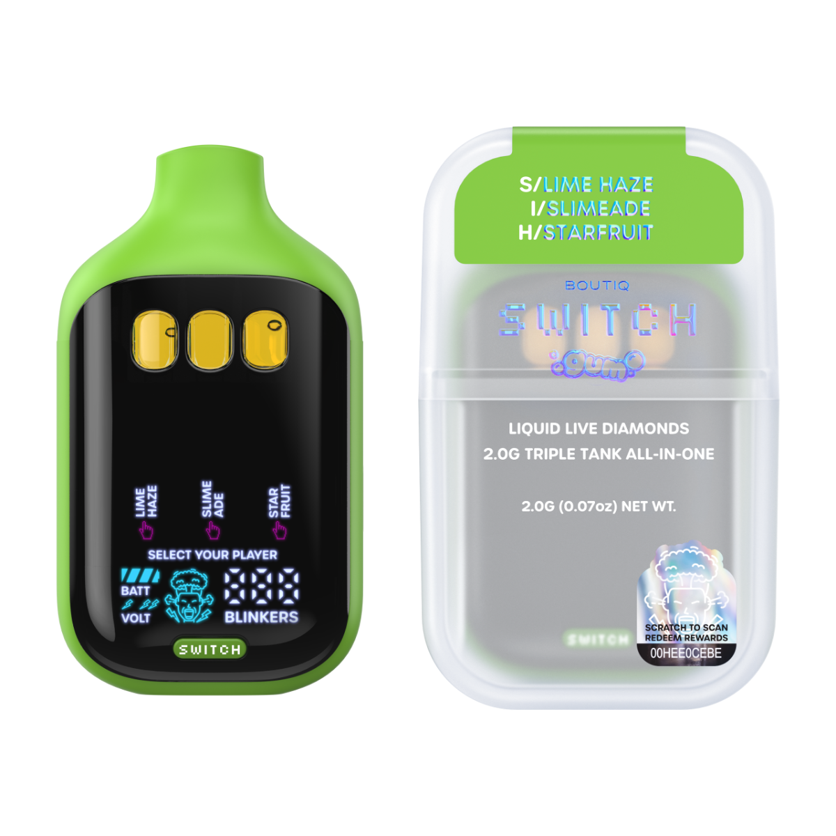 Lime Haze x Slimeade x Starfruit | BOUTIQ Switch V5 GUM Edition - 2g Vape - Image 2