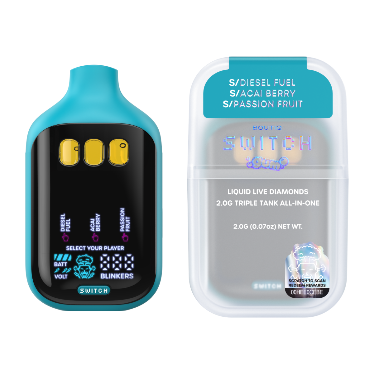 Diesel Fuel x Acai Berry x Passionfruit | BOUTIQ Switch V5 GUM Edition - 2g Vape - Image 2