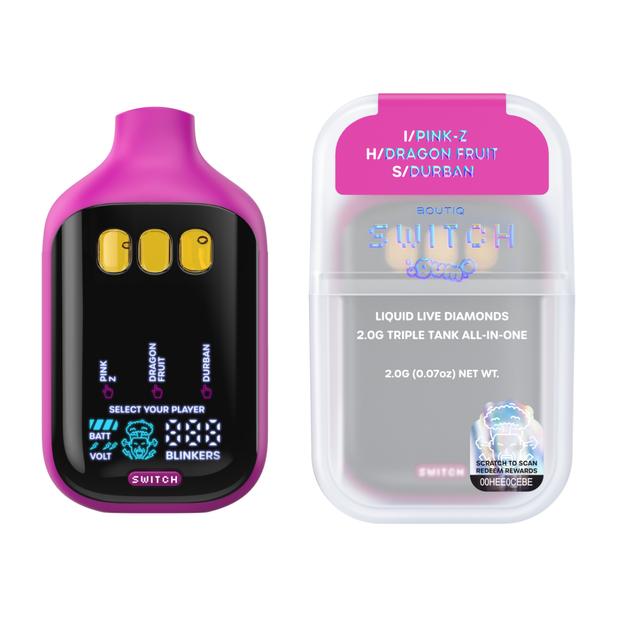 Pink Z x Dragon Fruit x Durban | BOUTIQ Switch V5 GUM Edition - 2g Vape - Image 2